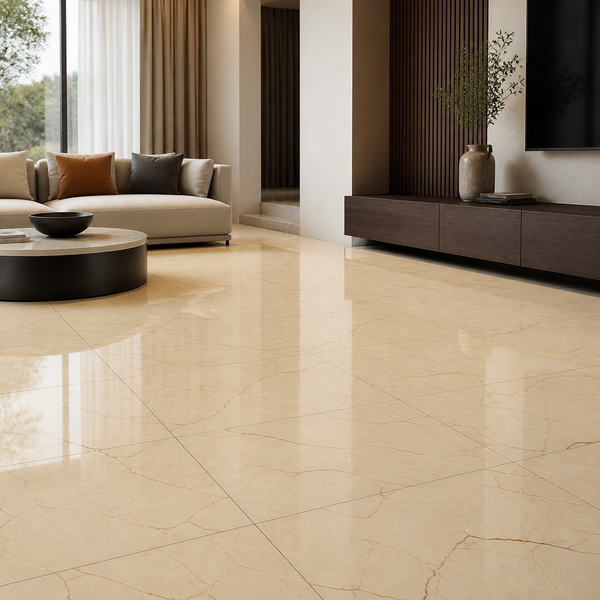 Tranquil Cream Marble Effect Square Tile – 600×600mm