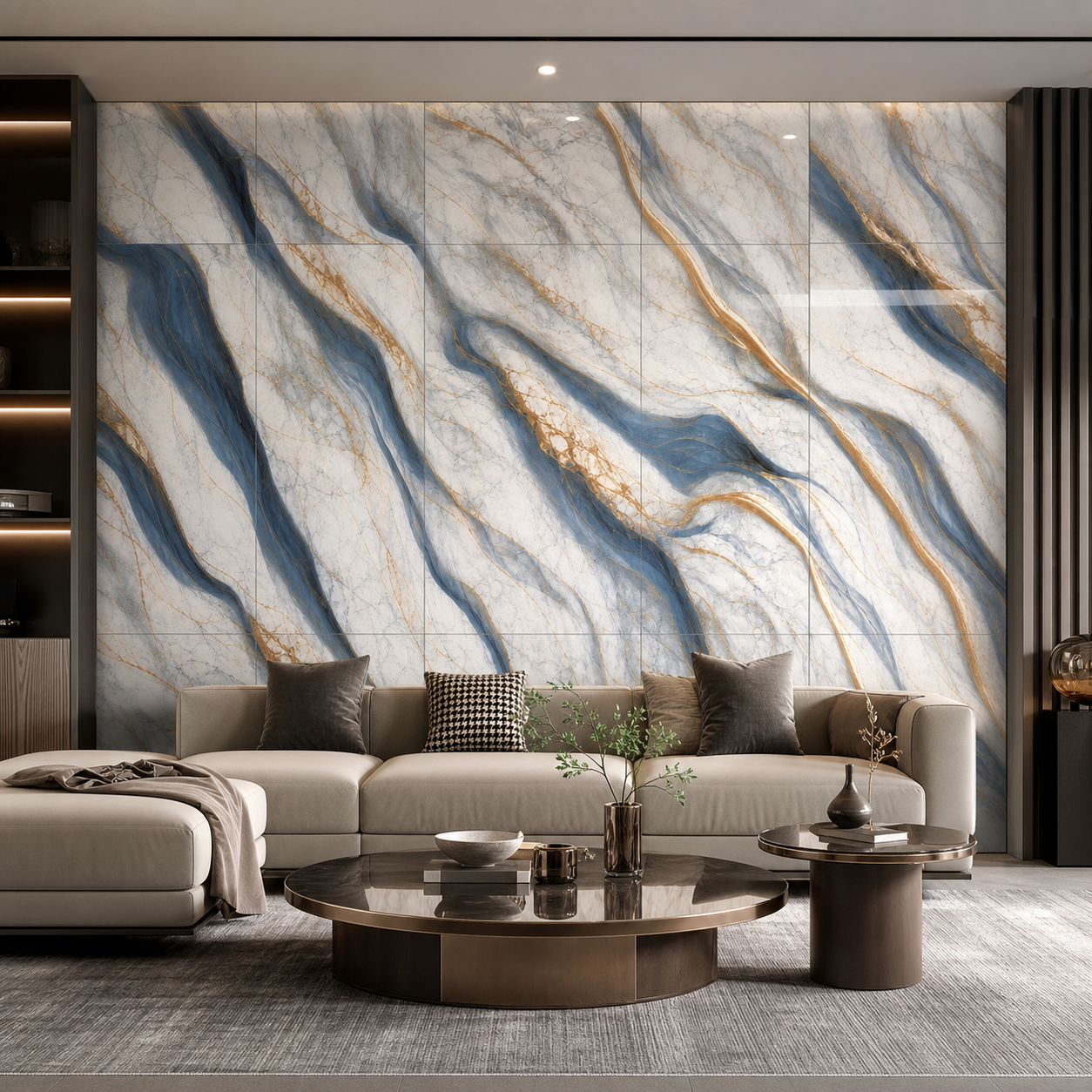 Royal Wave – Blue & Gold Marble Accent Tile