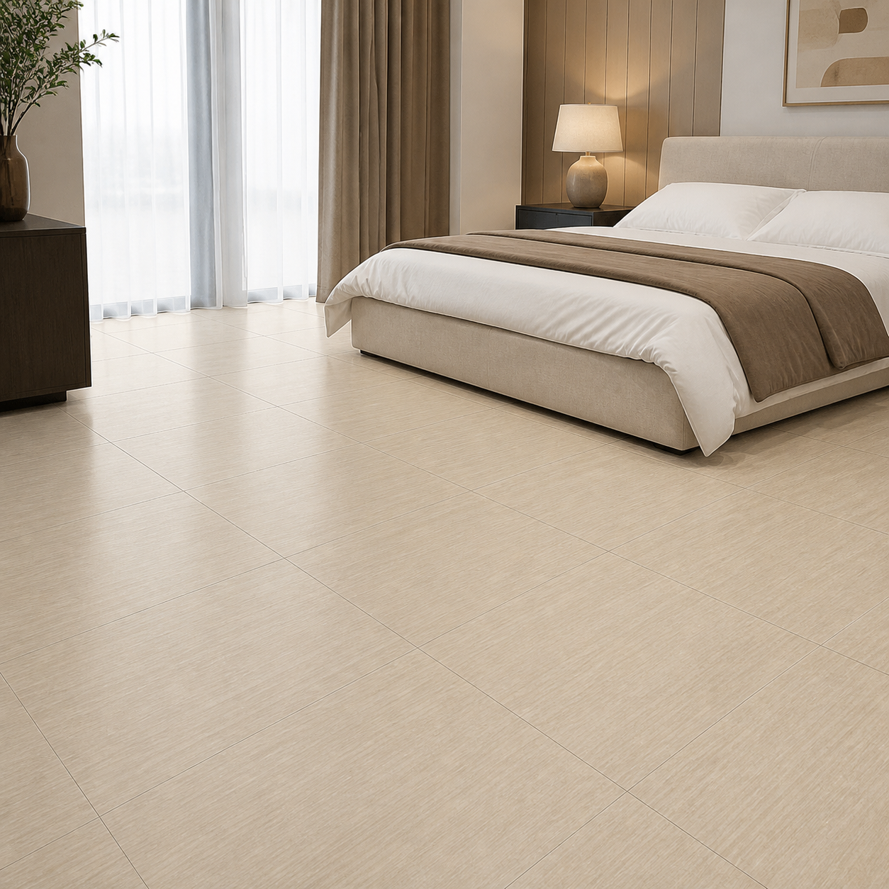 Ethereal Beige Matt Porcelain Square Tile – 600×600mm