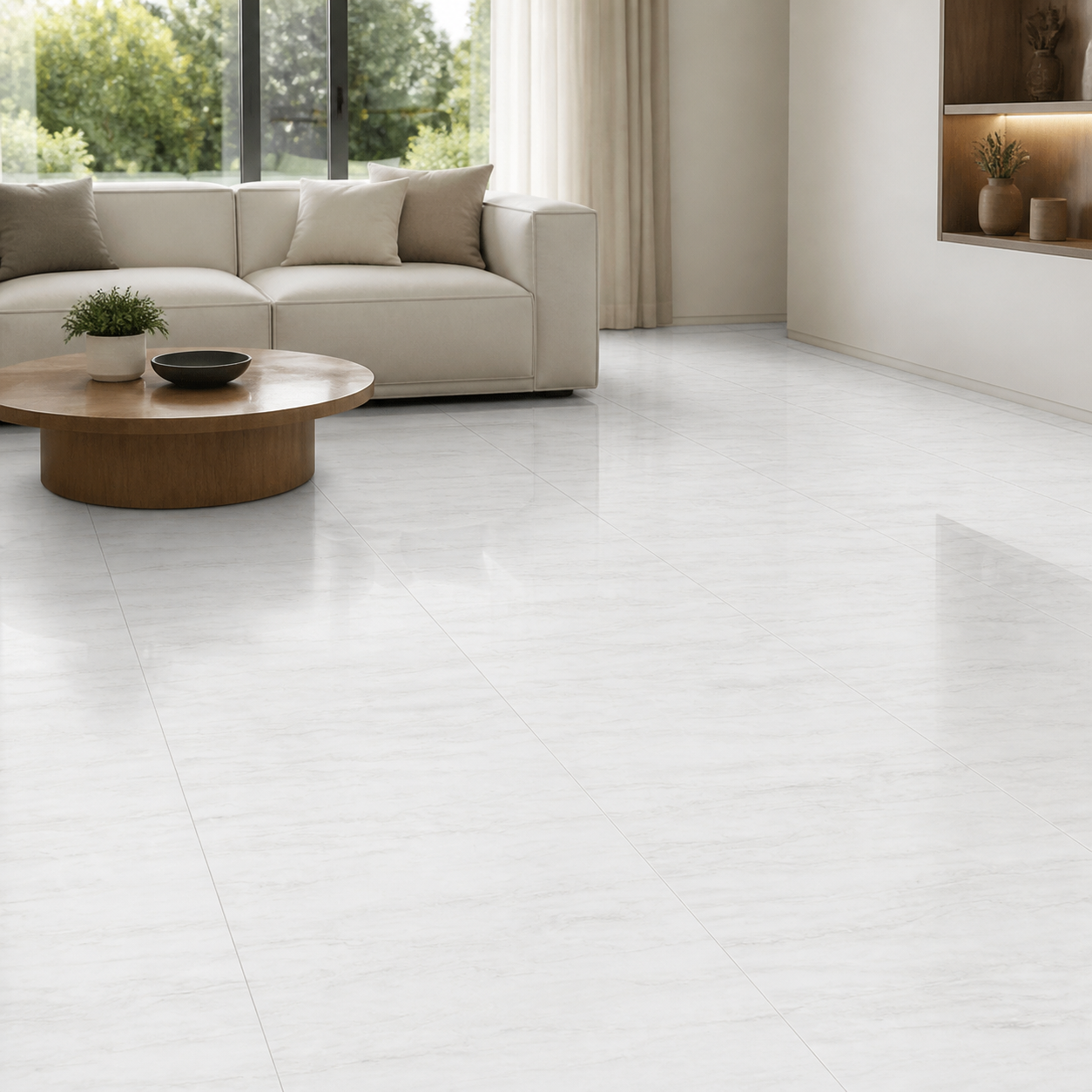 Ethereal Mist – Glossy Porcelain Tile 600×600mm