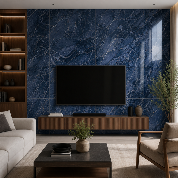 Sapphire Veins – Glossy Porcelain Tile 600×1200mm image 1