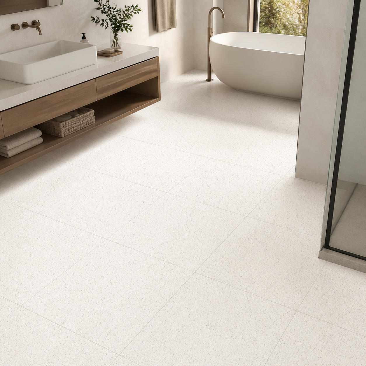 Ivory Speckle Matt Ceramic Tile 600×600mm
