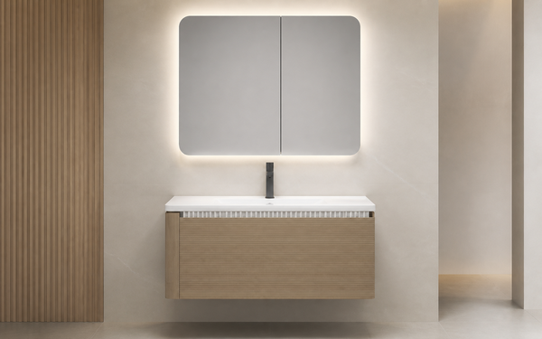 Nordic Flute Wall-Mounted Vanity Set with Motion-Sensor LED Mirror image 1