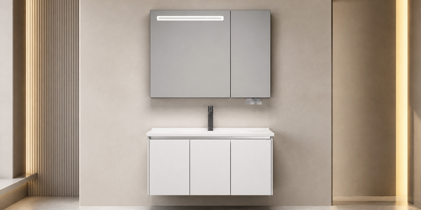 Ivory Horizon Wall-Mounted Vanity Set with Motion-Sensor LED Mirror image 1