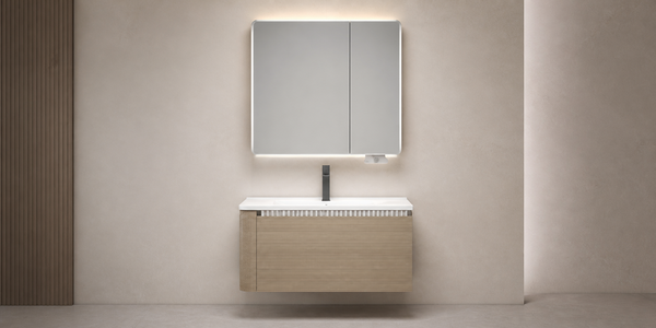 Nordic Horizon Wall-Mounted Vanity Set with Motion-Sensor LED Mirror image 1