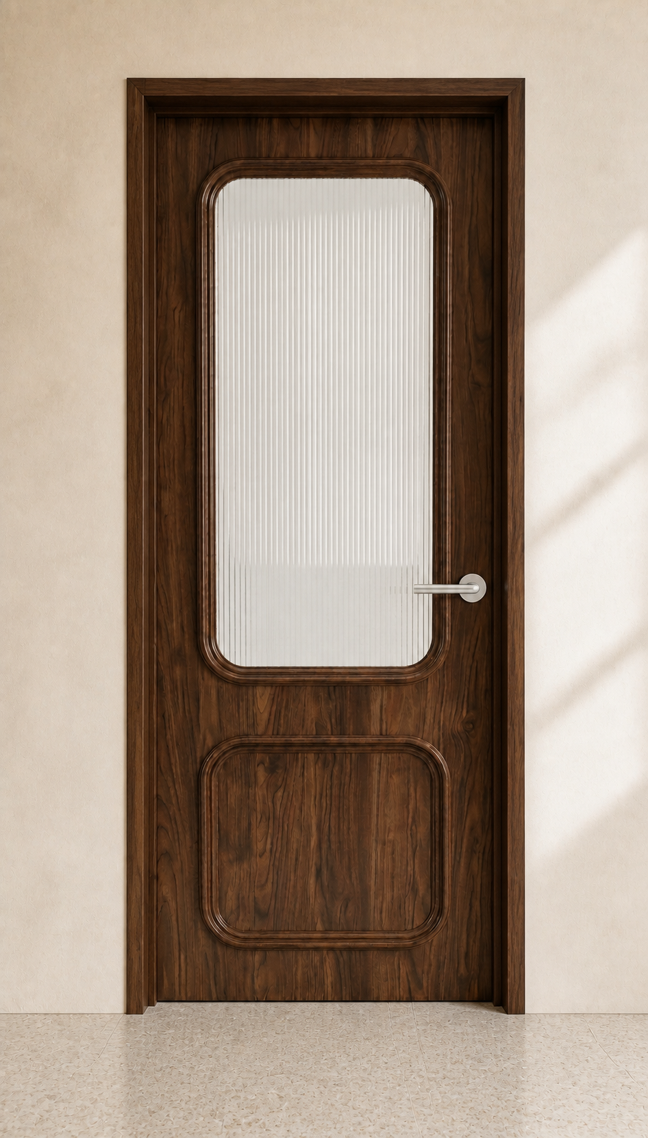 Solstice Reeded Glass Walnut Door