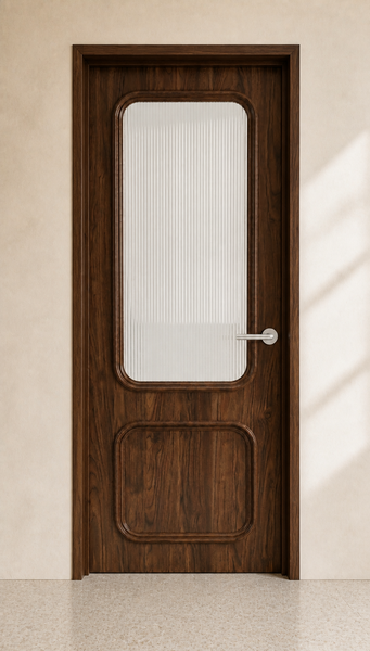 Solstice Reeded Glass Walnut Door image 1